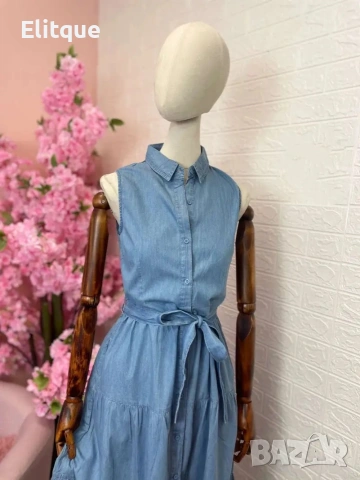 дълга рокля Деним с копчета , снимка 7 - Рокли - 53170564