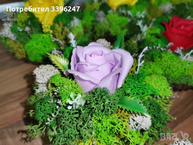Декорация със скандинавски мъх и сапунена роза, снимка 13 - Декорация за дома - 38566949