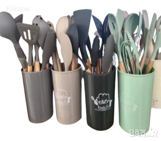 Комплект кухненски прибори от 12 бр. с дървена дръжка, снимка 18 - Други - 52861434