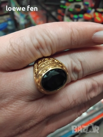 Мъжки овален пръстен с черен камък неръждаема стомана , много красив!, снимка 7 - Пръстени - 49741221