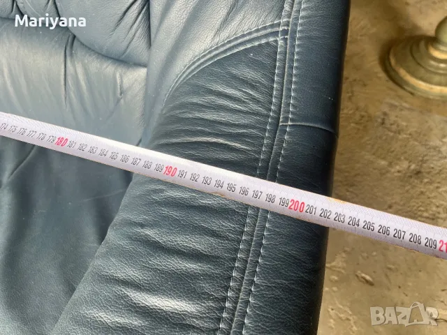 Син кожен диван, снимка 3 - Дивани и мека мебел - 50004983