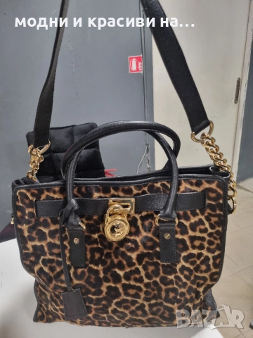 Чанта Michael Kors Rare Hamilton Traveler Leopard Calf Hair Satchel, снимка 6 - Чанти - 52105831