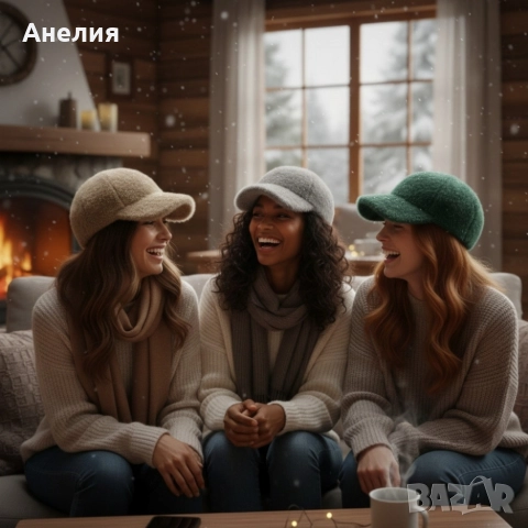 Топла дамска шапка с козирка, снимка 2 - Шапки - 52675593