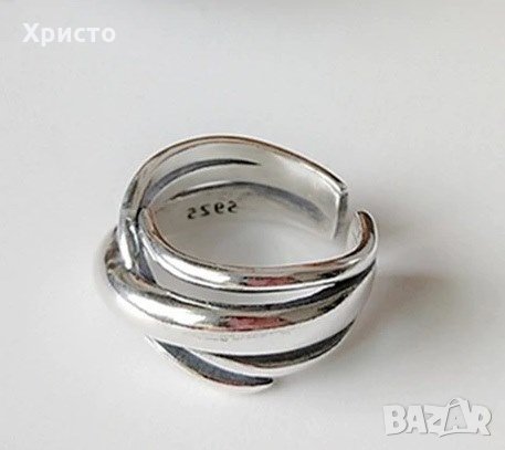 Сребърен пръстен за жена много стилен - 925, снимка 2 - Пръстени - 29270534
