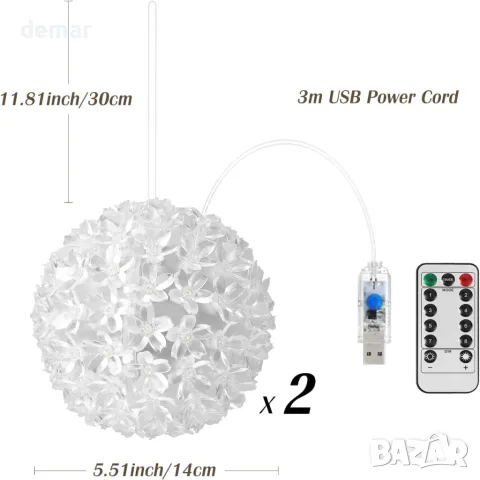 Lewondr Коледни светлини за прозорци, захранвани с USB, 2 броя, снимка 8 - Декорация за дома - 47978787