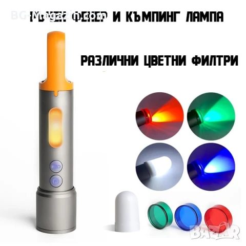 Мощен LED фенер къмпинг преносима лампа USB зареждане за риболов палатка туризъм аварии автомобил, снимка 5 - Къмпинг осветление - 51016911