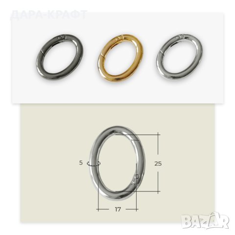 Отваряема халка за чанти - Овална карабинка - 25мм, 31мм, 2бр, снимка 2 - Други - 42500541