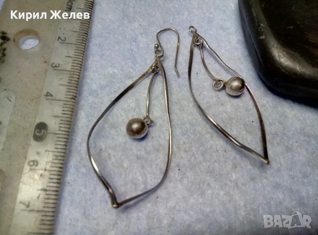 АЛ НУВО СТИЛ СРЕБЪРНИ ОБЕЦИ СРЕБРО 925 РЪЧНА РЕТРО АРТ ИЗРАБОТКА ЕДНАТА с НУЖДА от ЗАКАЧАЛКА 47735