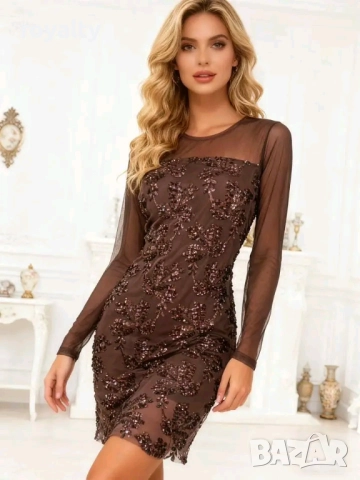 Дамска Рокля с Пайети Два Цвята , снимка 2 - Рокли - 52933773