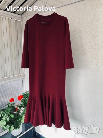 Красива рокля бордо,плътен трикотаж, снимка 3 - Рокли - 31326960