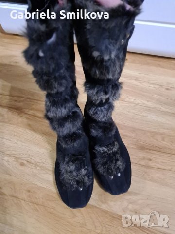 Дамски зимни ботуши, естествен велур и косъм, снимка 6 - Дамски ботуши - 38387865