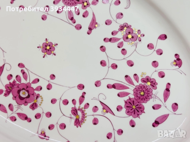 Масивно винтидж плато Cölln Meissen-Purle Indian Flower, снимка 3 - Чинии - 51469384