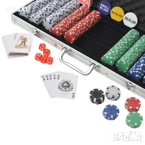 vidaXL Покер комплект с 500 чипа, алуминий, снимка 2 - Настолни игри - 56147747