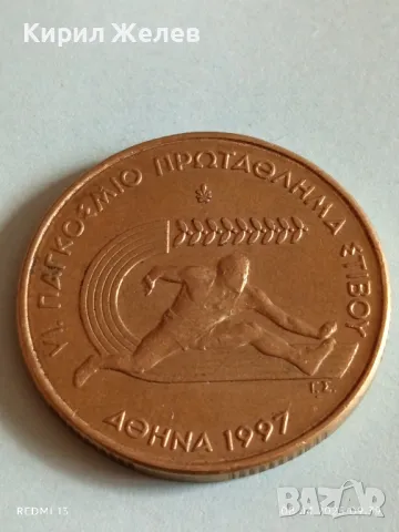  Монета 100 драхми 1997г. Гърция Световно първенство по лека атлетика 34946, снимка 4 - Нумизматика и бонистика - 49805817