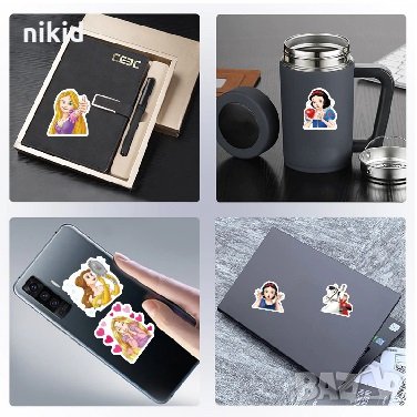 40 бр Дисни принцеси Рапунцел Снежанка Ариел самозалепващи лепенки стикери за украса картонена торта, снимка 4 - Други - 35155333