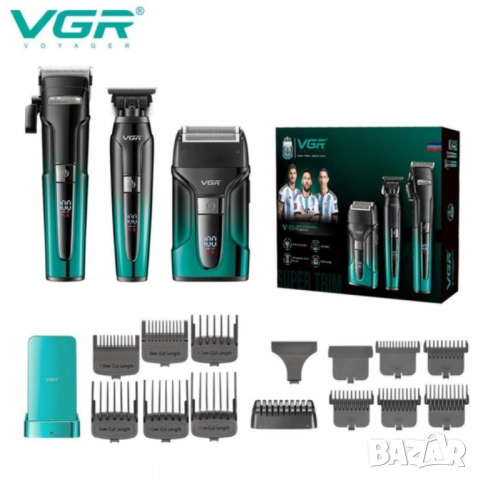 Професионален комплект 3 в 1 VGR V-694 Машинка за подстригване, тример и електрическа самобръсначка, снимка 4 - Тримери - 52133686