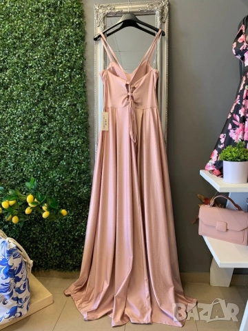 дълги сатенени рокли с камъни , снимка 4 - Рокли - 51459550