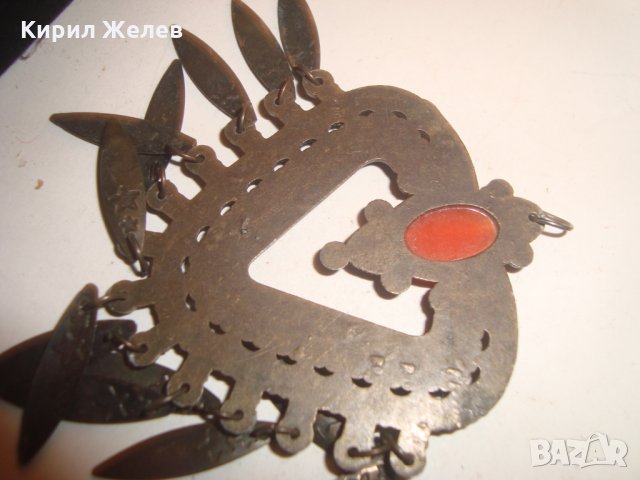 КРАСИВ МЕСИНГОВ МЕДАЛЬОН с ПОЛУ-СКЪПОЦЕНЕН КАМЪК КОТЕШКО ОКО 6066, снимка 7 - Колиета, медальони, синджири - 30636679