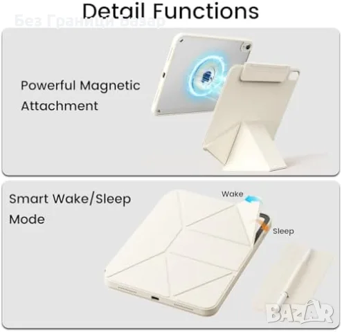 Нов Магнитен калъф за iPad Air 11 M4 M3 M2 Air 5 Air 4 стойка 20+ позиции бял Защита таблет Айпад, снимка 8 - Калъфи, кейсове - 56216208