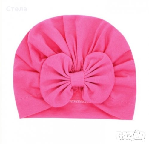 Бебешка шапка с голяма панделка, снимка 5 - Шапки, шалове и ръкавици - 31533066