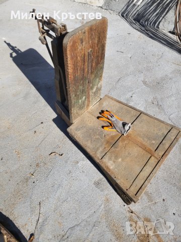 Стар немски дървен кантар платформа. , снимка 4 - Антикварни и старинни предмети - 42793338