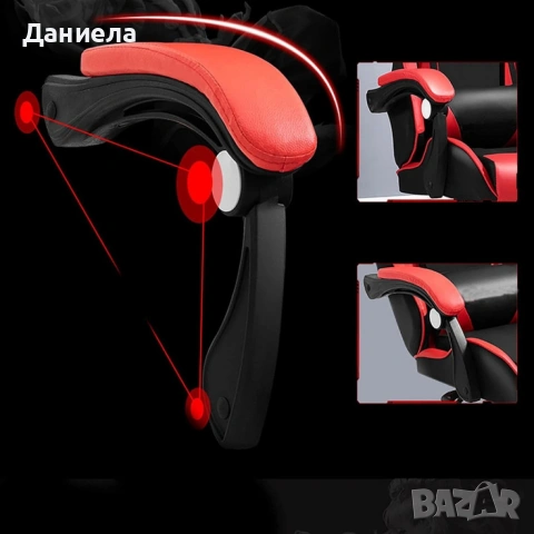 Геймърски стол с регулируема височина, лумбална възглавница и метална основа, снимка 7 - Столове - 53094789