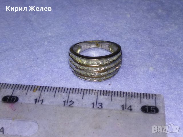 Стар СКЪПОЦЕНЕН СРЕБЪРЕН ВИНТИДЖ АРТ ПРЪСТЕН НИКЕЛИРАНО СРЕБРО 925 ПРОБА с ФАСЕТИРАНИ КРИСТАЛИ 40600, снимка 3 - Пръстени - 42599953