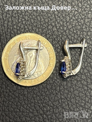 Сребърни обеци естествен САПФИР  чисто нови 925 silver obeci , снимка 6 - Обеци - 52726908