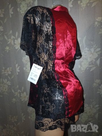 Dream girl L-Нова  с етикет пижама от червен сатен и дантела в черно , снимка 5 - Пижами - 38721451