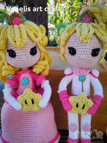 Принцеса Пийч Princess Peach Super Mario Bros/ Плетена кукла , снимка 2 - Колекции - 51254448