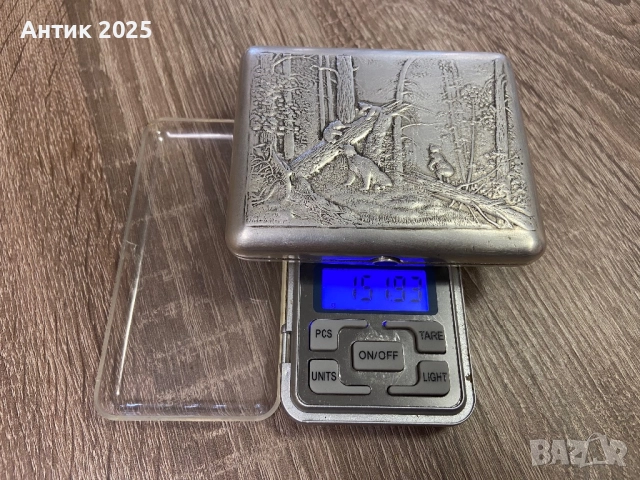 Старинен сребърен портсигар, проба 84, по мотиви от картината „Утро в боровата гора“, снимка 8 - Антикварни и старинни предмети - 52421167