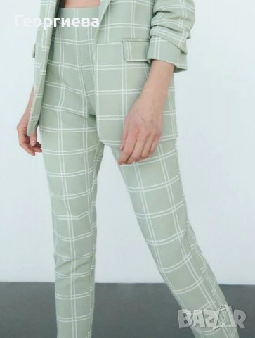 Бледозелен кариран панталон, снимка 2 - Панталони - 37881677