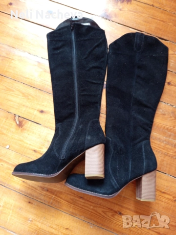 Дамски ботуши с ток НОВИ 41 номер, набук - естествена кожа, снимка 5 - Дамски ботуши - 51997828