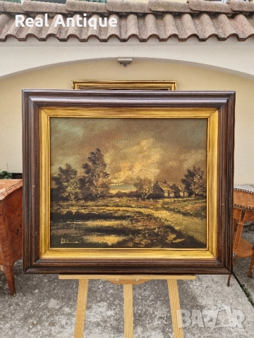 Уникална изключително красива антикварна холандска авторска майсторска картина масло върху платно 
