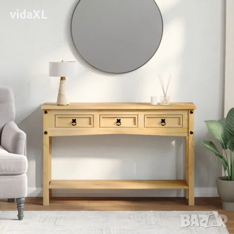vidaXL Конзолна маса "Corona" 114x34,5x73 см Масивна дървесина, бор, снимка 3 - Маси - 56147389