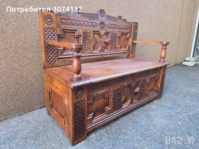 Уникална ретро пейка с дърворезба, снимка 5 - Други - 53569981