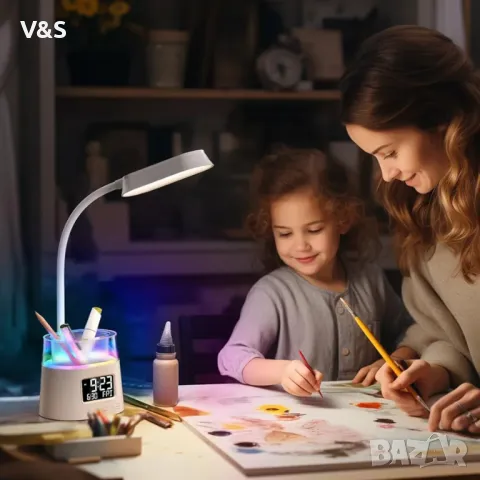  настолна лампа led, USB, бяла, снимка 8 - Настолни лампи - 48604641