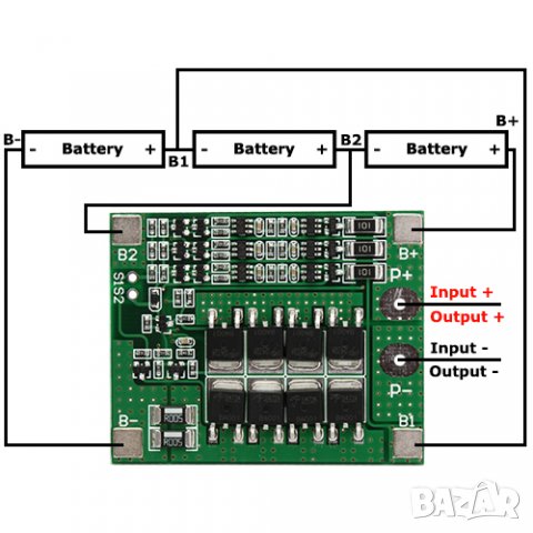 BMS Контролер за зареждане на литиево йонни батерии, зарядно за 3 клетки 25А, снимка 2 - Друга електроника - 31321249
