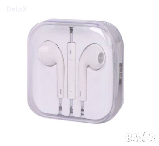 Слушалки тапи с микрофон, кутия за гравиране, бели, стерео, 115db, снимка 1