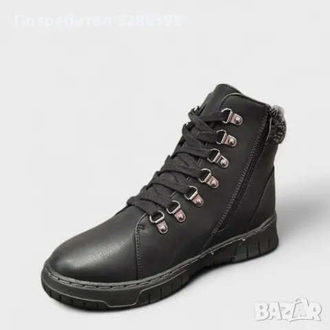 Топли дамски боти с цип и връзки. , снимка 2 - Дамски боти - 47847874