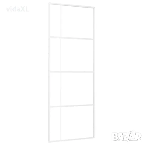 vidaXL Плъзгаща се врата, ESG стъкло и алуминий, 76x205 см, бяла