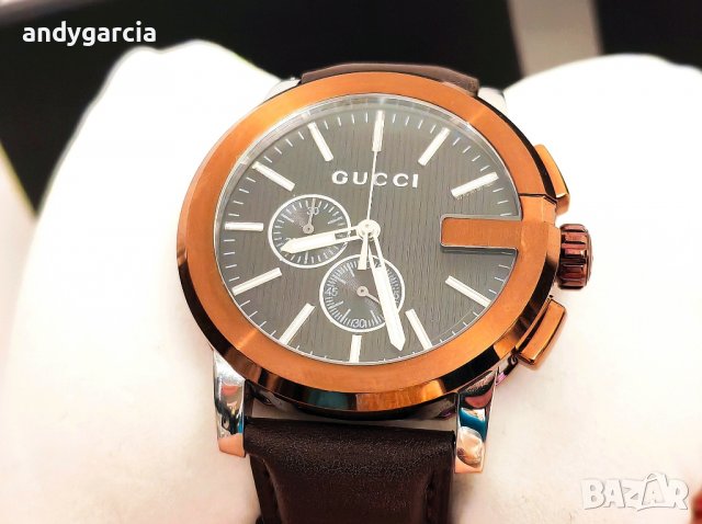 GUCCI G-Chrono XL Black Dial Brown Leather Men's Watch 44мм мъжки часовник като нов
