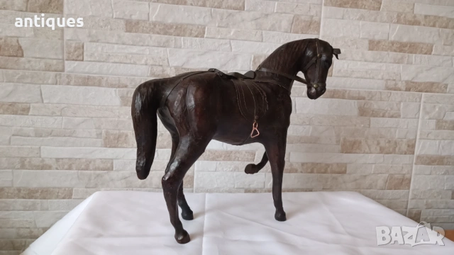Стара фигура на кон - естествена кожа - 30/32см, снимка 8 - Антикварни и старинни предмети - 53955477