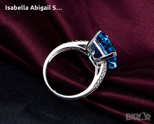 Женски пръстен с масивен аквамарин, снимка 6 - Пръстени - 30617844