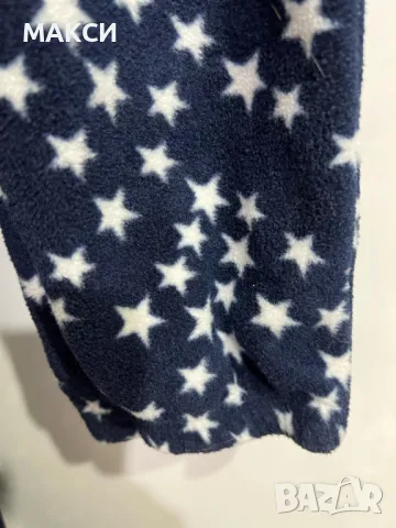 Марков еластичен поларен гащеризон с качулка и метален цип в тъмно синьо на бели звездички , снимка 3 - Гащеризони - 48382525