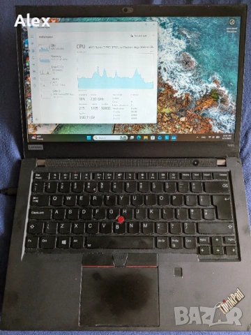 Лаптоп Lenovo T495 - Ryzen 3700, 16GB DDR4, FHD 14.1" Wifi