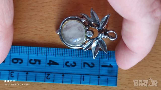 Масивни сребърни обеци с розов кварц, снимка 9 - Обеци - 42888936