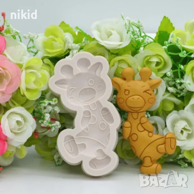 Забавен жираф силиконов молд форма фондан шоколад гипс