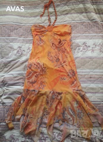 Лятна оранжева рокля с връзки L размер
