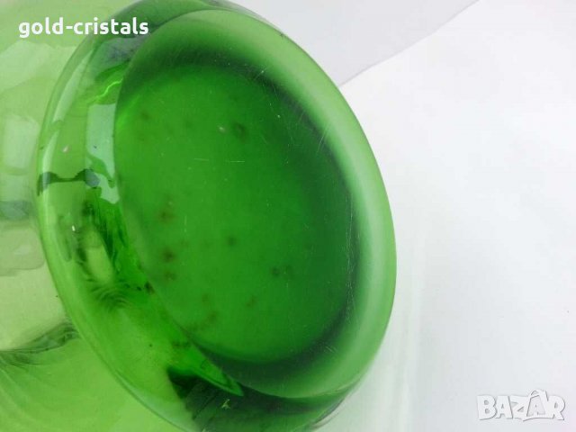 Стара стъклена кана цветно зелено стъкло, снимка 10 - Антикварни и старинни предмети - 29570816